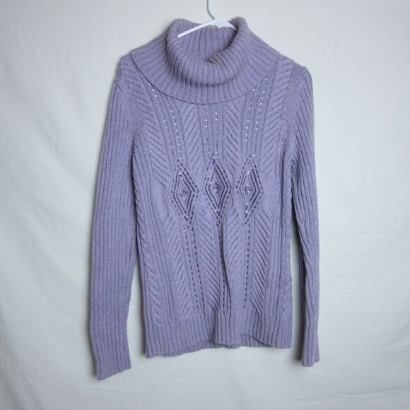 Talbots Purple Knit Turtleneck Sweater Wool Blend Women's L - Picture 1 of 6